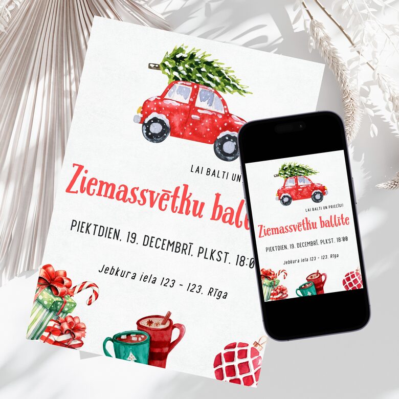 Ziemassvētku ballītes digitāls ielūgums